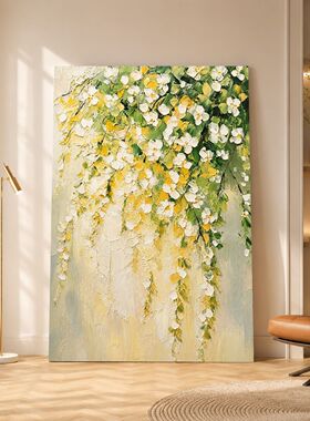奢遇纯手绘油画海浪花卉客厅装饰画简约现代度假风挂画