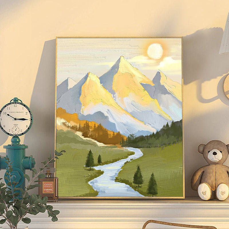 日照金山0基础diy数字油画手绘油彩画丙烯填充治愈装饰画,淘宝优惠券,粉丝福利购,淘宝优惠卷