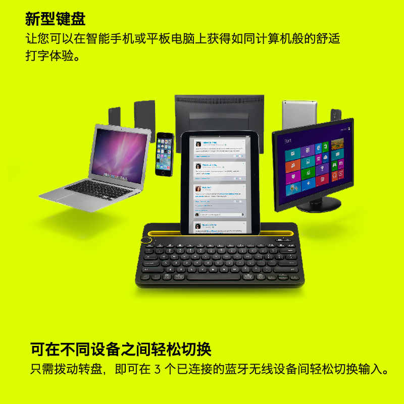 罗技K480无线蓝牙ipad键盘手机平板电脑办公商务家用专用打字拆封 - 图1