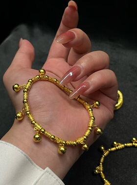水贝黄金 足金999平安铃手链叮叮铛铛手串送女友情人节礼物