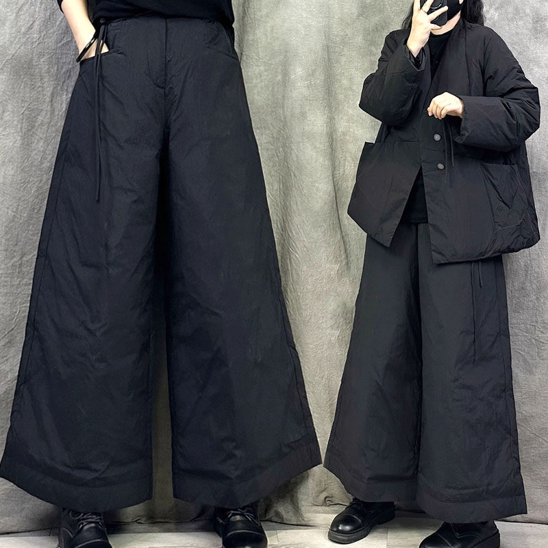 独特黑色巨显瘦胖mm高腰夹棉阔腿裤秋冬大码女装宽松百搭休闲长裤,淘宝优惠券,粉丝福利购,淘宝优惠卷