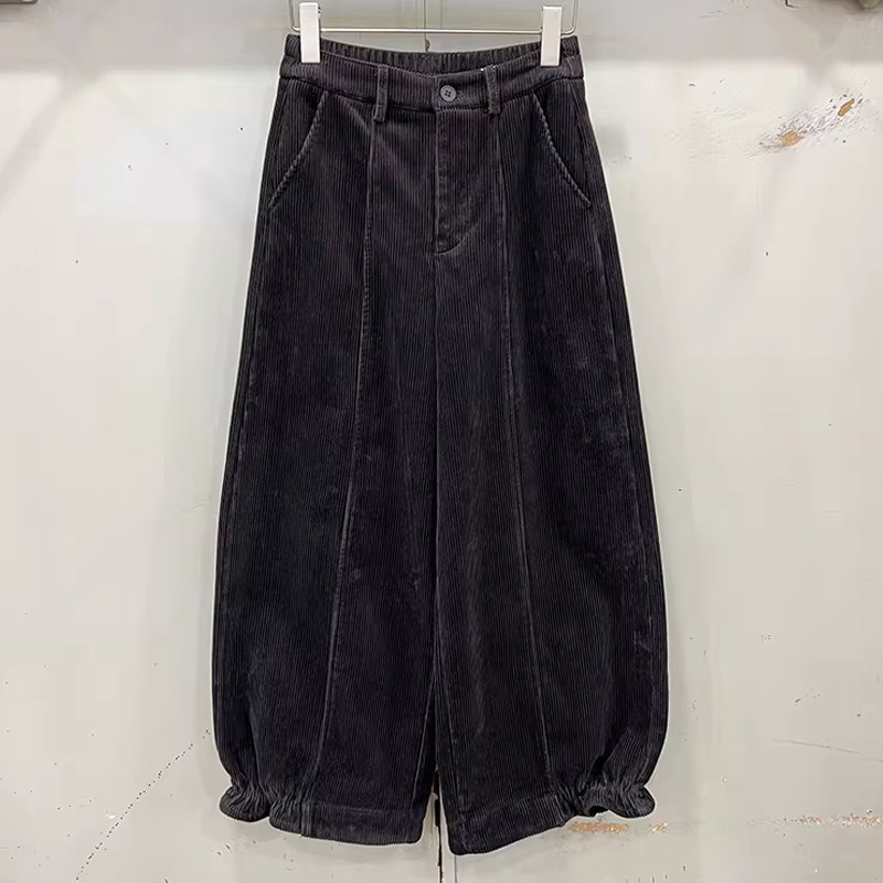 时尚百搭大码灯芯绒保暖哈伦裤女2025冬季微胖MM宽松加绒休闲裤子,淘宝优惠券,粉丝福利购,淘宝优惠卷
