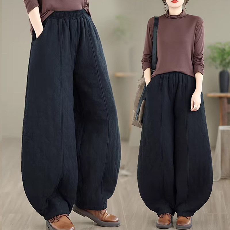 橘色外穿大码垂感显瘦保暖棉裤女2025冬季胖MM松紧腰遮胯休闲裤子,淘宝优惠券,粉丝福利购,淘宝优惠卷