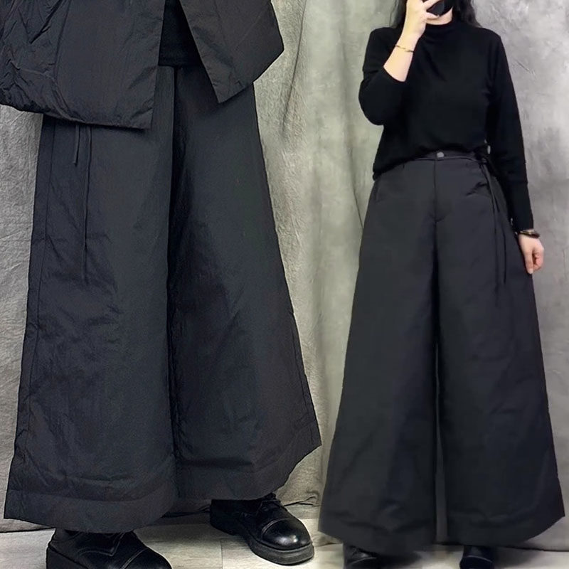 独特黑色巨显瘦胖mm高腰夹棉阔腿裤秋冬大码女装宽松百搭休闲长裤,淘宝优惠券,粉丝福利购,淘宝优惠卷