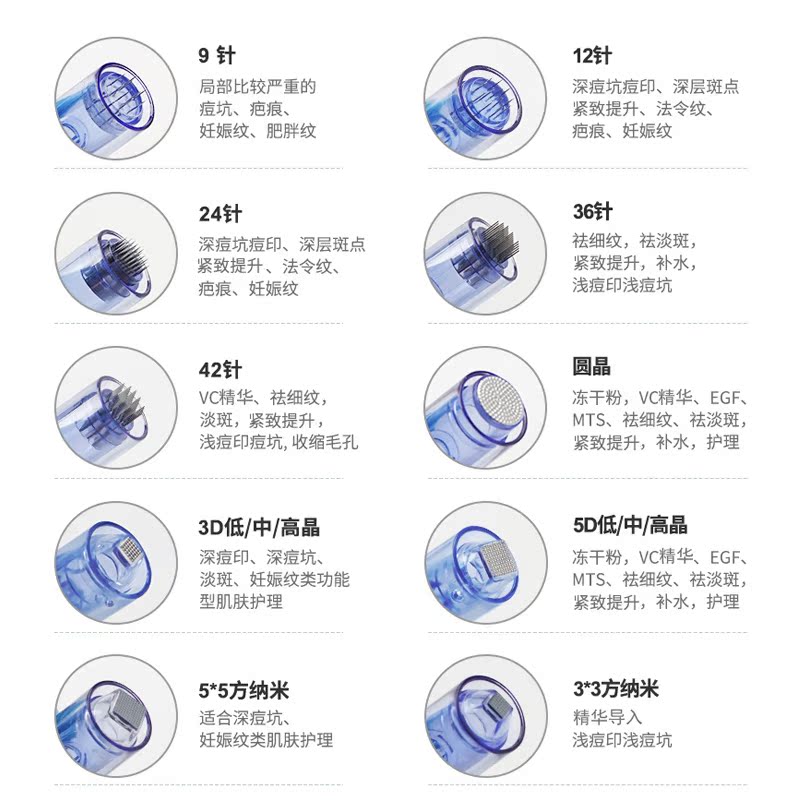 drpenA6短蓝电动微针针头卡口纳米微晶片mts中胚浅导痘印收缩毛孔 - 图0