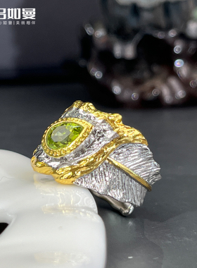 吕如曼银橄榄石天使的眼泪女2025新款生日送女朋友礼物银镶戒指