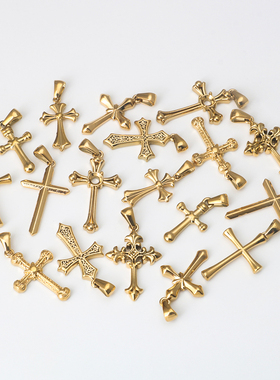 男女不锈钢十字架吊坠饰品配件