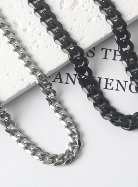 不锈钢钛钢男女单扣六面磨项链