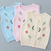 Korean style spring and autumn girls' pure cotton embroidered knitted vest