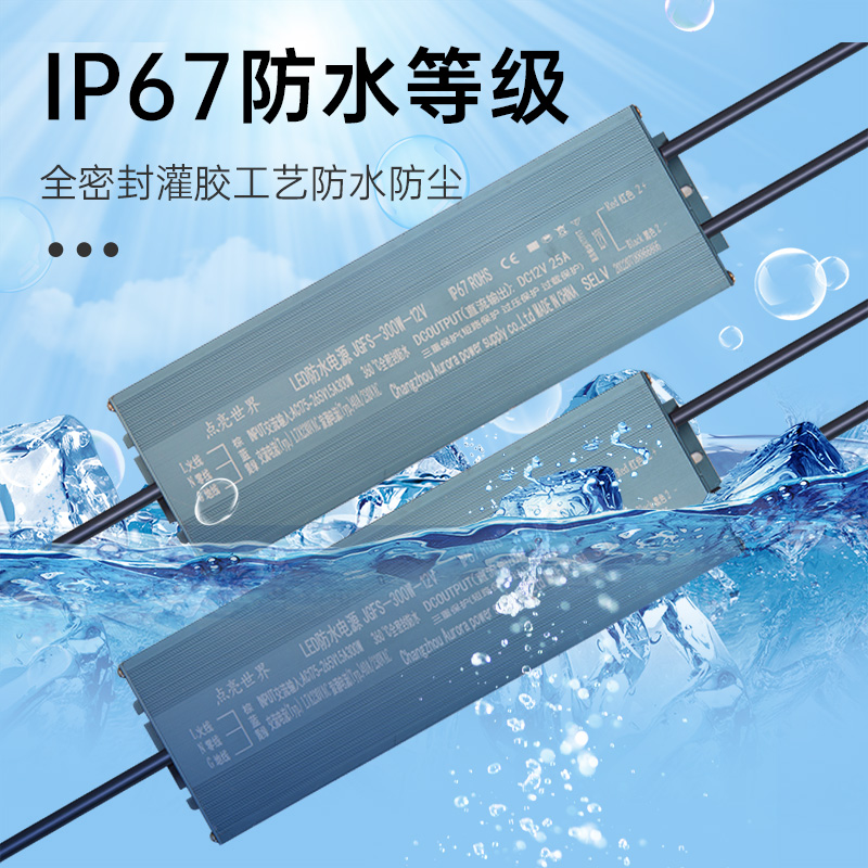 220V转12V24V变压器LED超薄防水电源36W60W100W150W250W300W400W - 图1