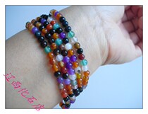 Natural chic stone ornamental stone tree fossil tree fossilized jade beautiful agate stone seven colorful beads Yaexpensive ladies bracelet 2320