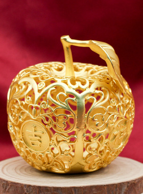 镂空金苹果摆件平平安安家居客厅办公室桌面装饰事事如意平安果