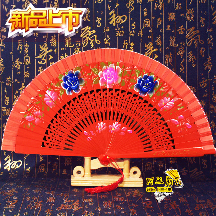 红色跳舞扇子双面西班牙实木扇舞蹈扇旗袍舞台走秀表演扇工艺折扇,淘宝优惠券,粉丝福利购,淘宝优惠卷