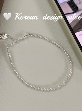 ins博主fever同款黑玛瑙手链 S925纯银简约施家珍珠手饰品 叠戴女