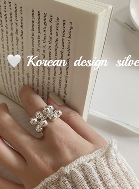 重工s925纯银戒指 韩版东大门ins风球球葡萄串女小众开口设计