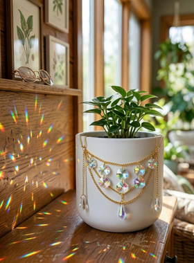 花盆太阳捕手水晶吊坠挂件