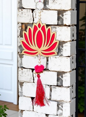 木制莲花小挂件墙面悬挂装饰品