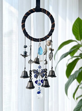 祈福水晶风铃复古木圈风铃
