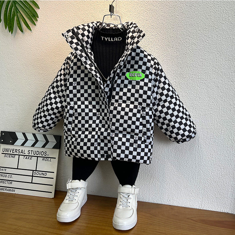 儿童轻薄羽绒服中长款2023新款大童洋气加厚格子女童男童冬季棉衣,淘宝优惠券,粉丝福利购,淘宝优惠卷