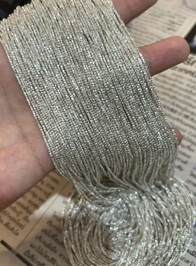 泰国手工银极细切面珠DIY配件半成品70cm多面碎银子水晶串珠材料
