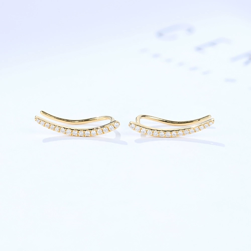 Золотые серьги, с драгоценным камнем, 18 карат, простой и элегантный дизайн