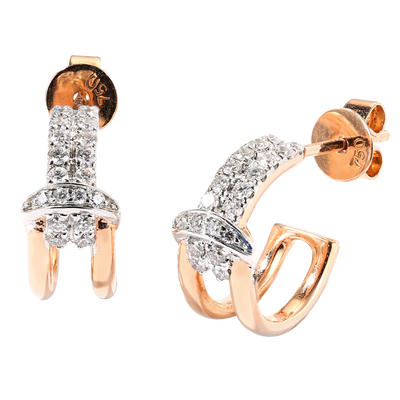 宝石矿工情人结系列相识钻石耳钉18k金精致文艺绳结耳环 虎窝淘