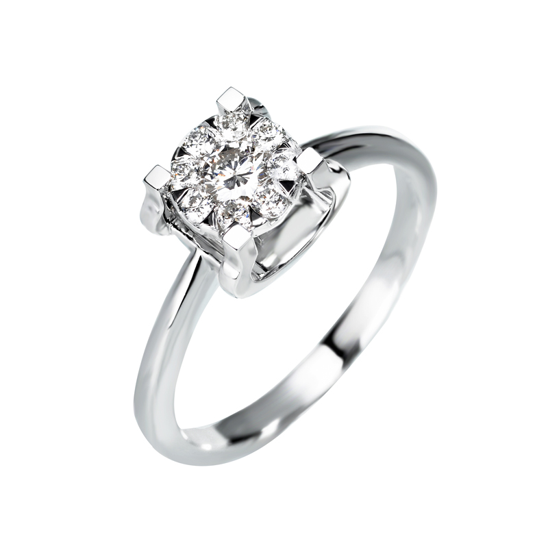 宝石矿工 18k白金牛头款钻石戒指 群镶显大1克拉2克拉效果