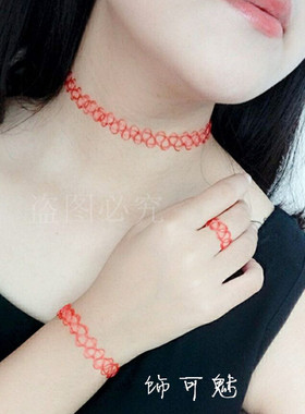 日韩风黑白色弹力鱼线原宿锁骨链