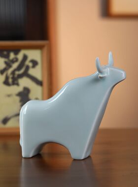 景德镇陶瓷生肖牛摆件高档伴手礼