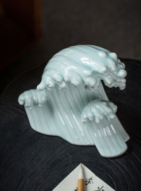 景德镇陶瓷海浪造型招财摆件礼品