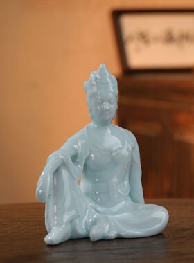 中式禅意佛像陶瓷观音装饰品摆件