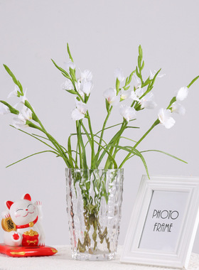 仿真胶枝3花小剑兰客厅餐桌假花轻奢花艺摆件家居香雪兰摄影道具