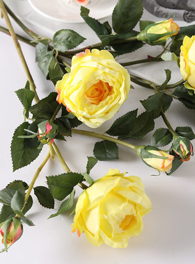 仿真花安格斯玫瑰家居客厅餐厅婚庆装饰插花摆件假花法国百叶