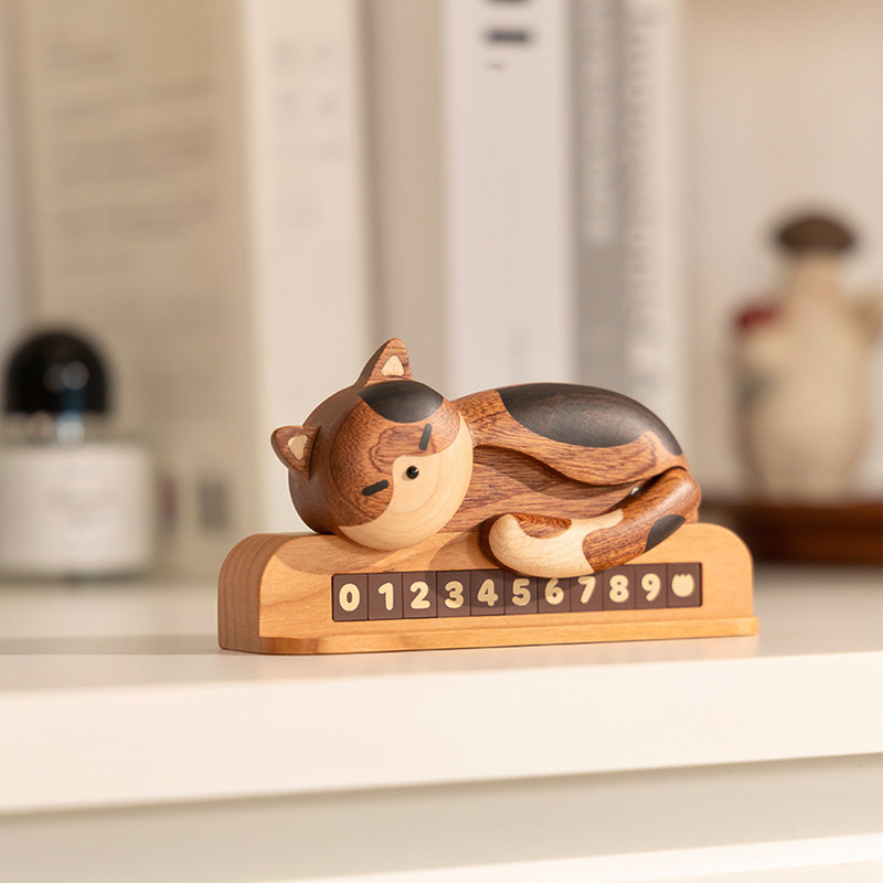 懒猫号码牌/创木工坊挪停车牌创意女生高级汽车载猫咪摆件礼物,淘宝优惠券,粉丝福利购,淘宝优惠卷