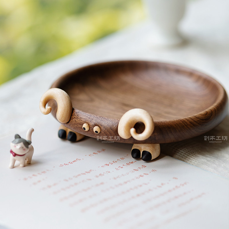 小羊收纳盘/木质茶几零食盘干果小玩意收纳盘实木日系原创意礼物,淘宝优惠券,粉丝福利购,淘宝优惠卷