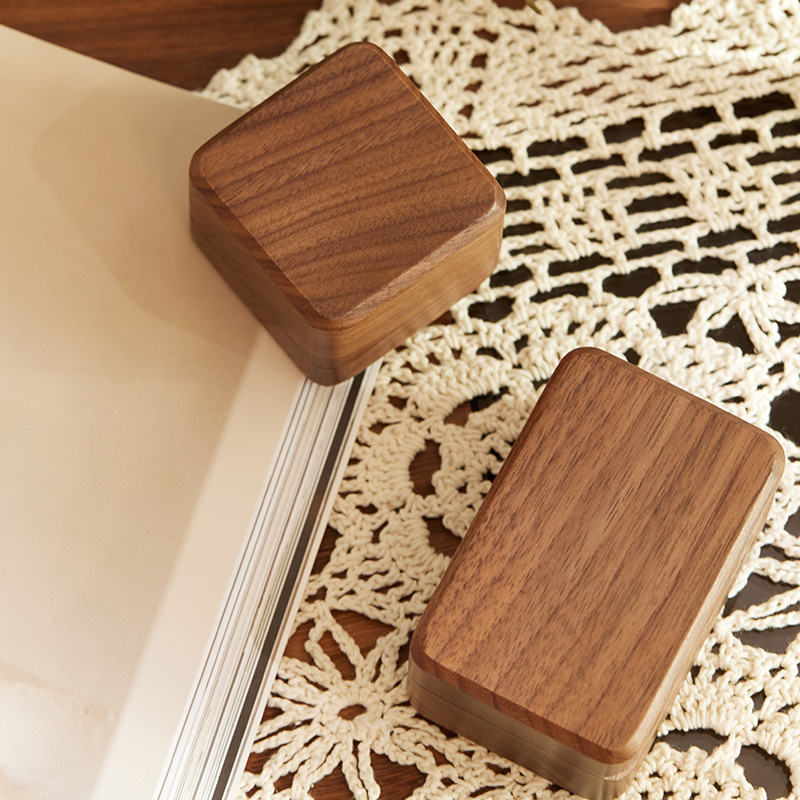 黑巧戒指盒/创木工坊实木情侣婚礼订婚礼品戒指首饰盒收纳盒 - 图1