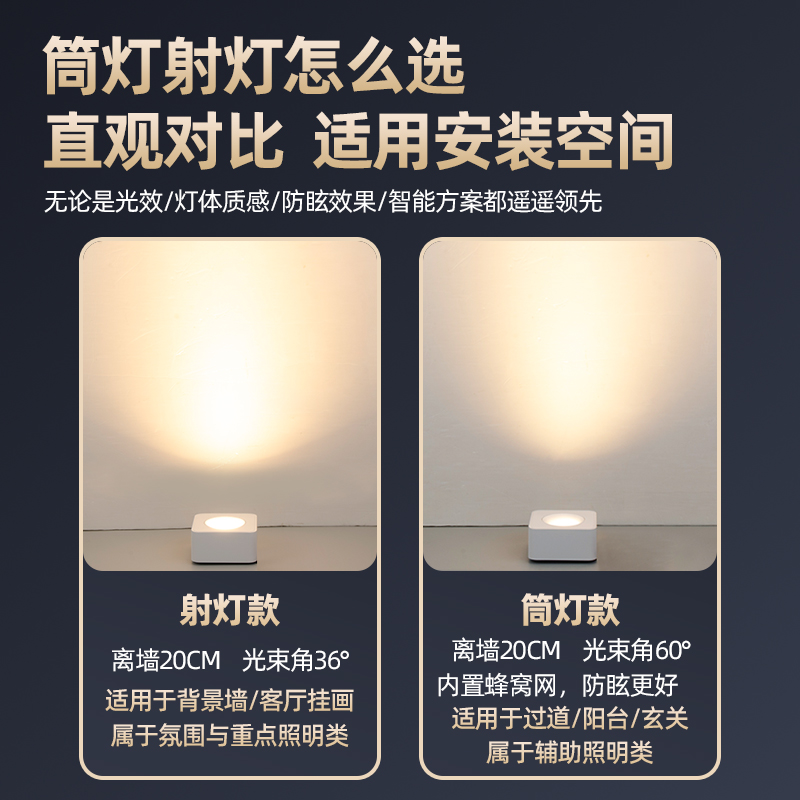 智能超薄明装LED斗胆灯防眩家用接入米家APP小爱同学无主灯筒射灯 - 图2
