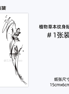 翩翩蝴蝶草本纹身贴 仿真文身 防水持久女高级感手臂水墨风