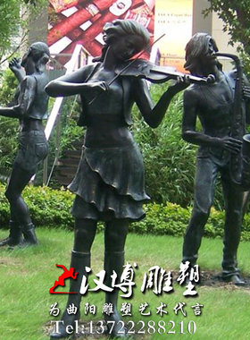 音乐吹笛子少女园林景观主题雕塑