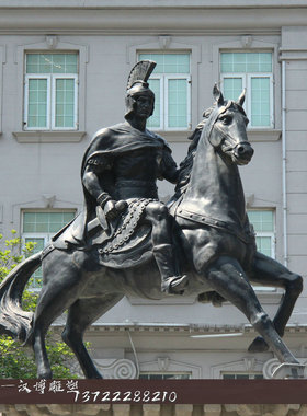 天然石材景观古代骑马雕塑摆件