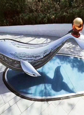 不锈钢铁艺镜面海豚雕像