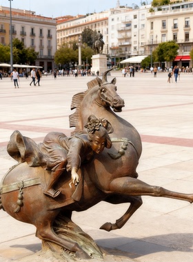 玻璃钢古代少女景观人物雕塑定制