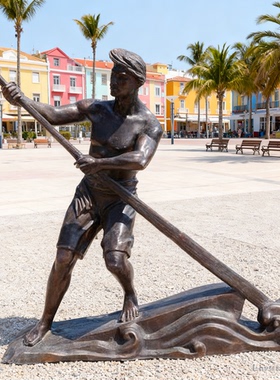 玻璃钢定做渔民户外人物雕塑