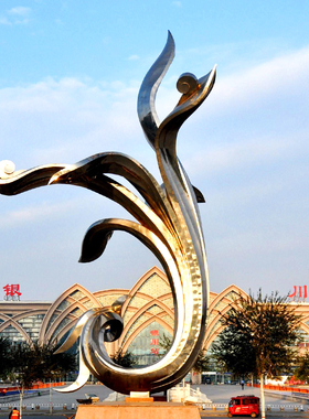 不锈钢铁艺马兰花植物雕塑