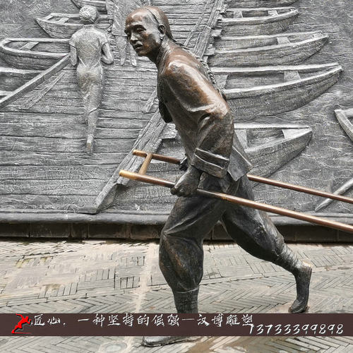 民俗黄包车车夫主题雕塑古代人物铸铜雕像定制大型商业街景观雕塑 - 图0