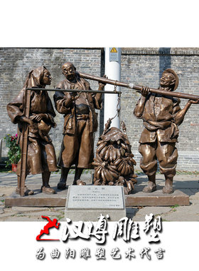 玻璃钢雕塑古代人物农耕摆件仿铜