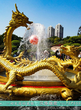 玻璃钢园林金龙大型广场制作仿铜