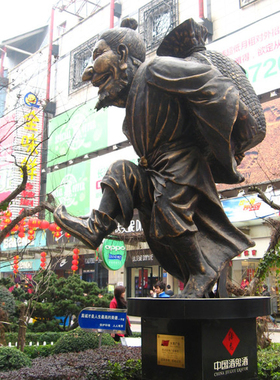 玻璃钢古代民俗小孩步行街仿铜