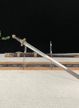 【登龙剑】黄铜装手工做旧黑檀木鞘手工锻打花纹钢宝剑清剑 未开