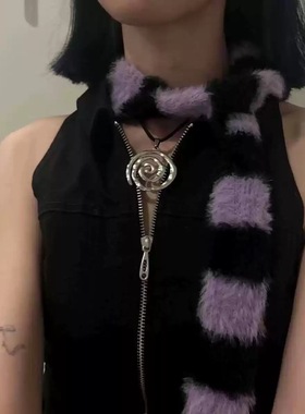 小众波西米亚漩涡绒绳锁骨链百搭